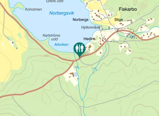 Karta over Badplats Övre Klingen
