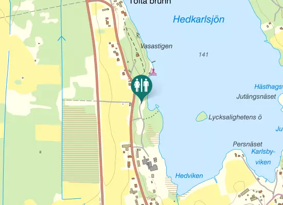 Karta over Hedkarlsjöns badplats