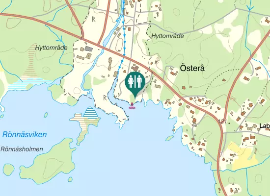 Karta över Österå badplats