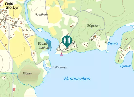 Karta over Våmåbadsvägen