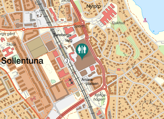 Karta över Sollentuna Centrum Toaletter