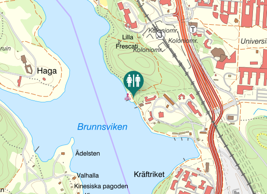 Karta över Toalett - WC - Brunnsvikens strandbad