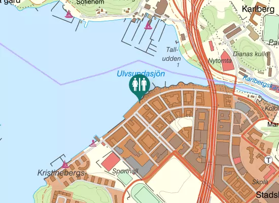 Karta over Hornsbergsstrand