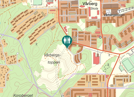 Karta over Vårbergstoppen