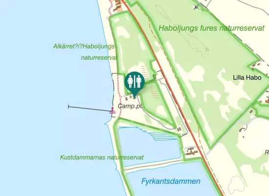 Karta over Södra Västkustvägen