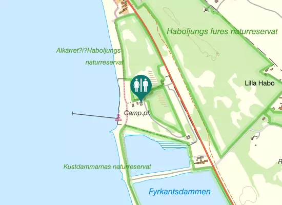 Karta over Södra Västkustvägen