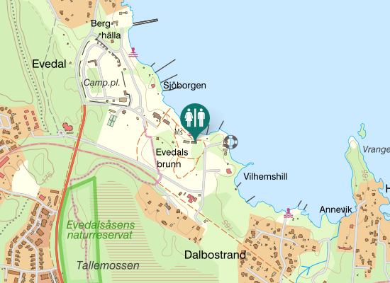 Karta over Evedalsvägen