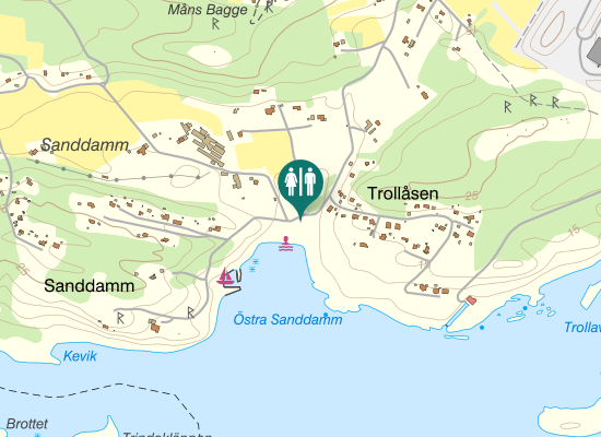 Karta över Östra Sanddammsvägen