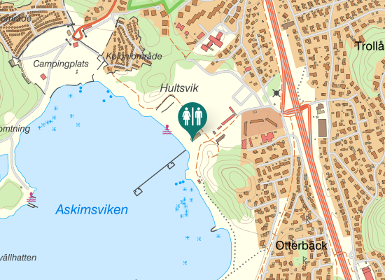 Karta over Askims Badväg