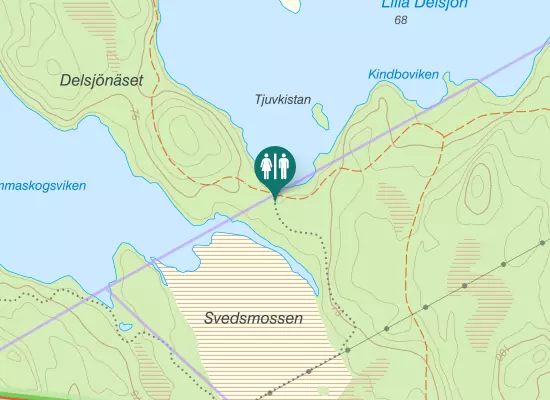 Karta over Delsjönässtigen