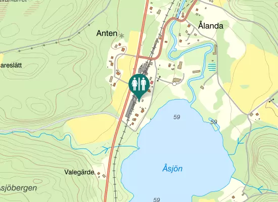 Karta over Antens stationsväg