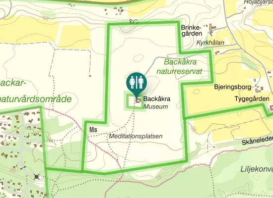 Karta over Backåkra naturreservat