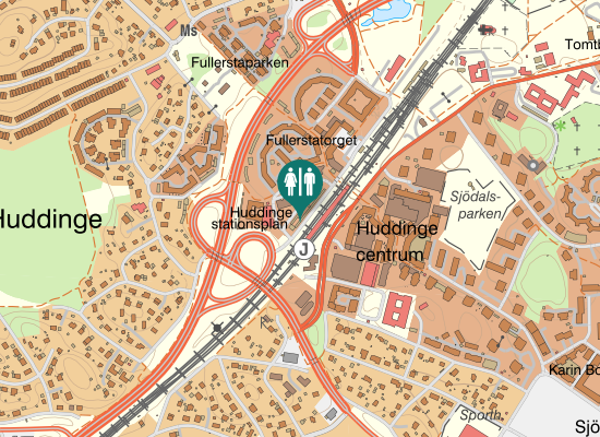 Karta over Huddinge stationsväg