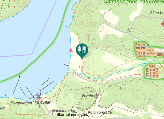 Karta over Skärholmens strandstig