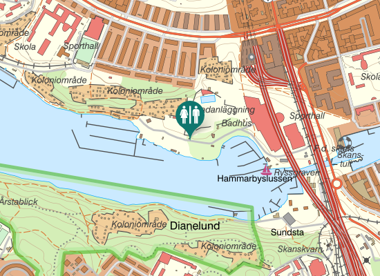 Karta över Hammarby Slussväg