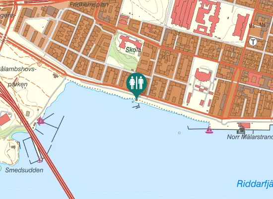 Karta over Norr Mälarstrands strandpromenad