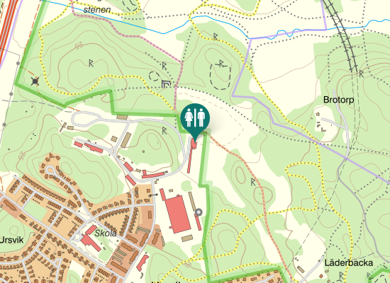 Karta över Ursvik Flowtrail röd/blå