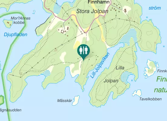 Karta over Toaletter Södra Tältplatsen Finnhamn