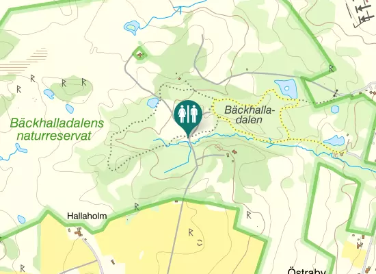 Karta over Bäckhalladalens naturreservat